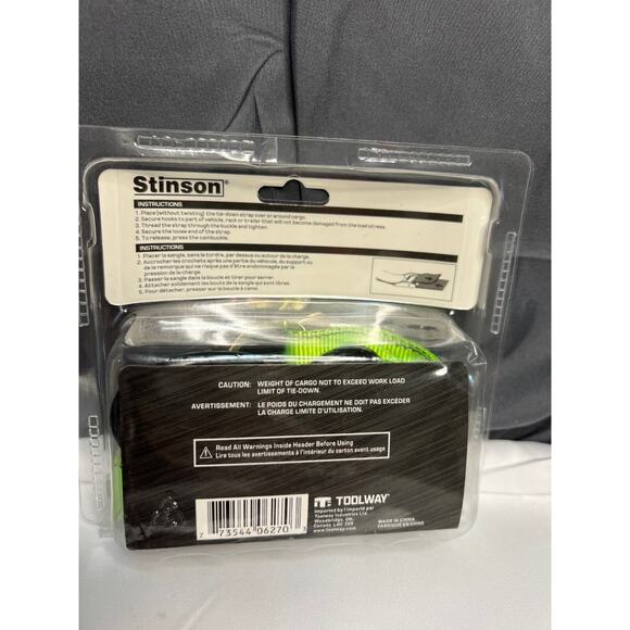 STINSON Universal Tie-Down 900lbs Capacity Weight 1" x 10' Green 406270 NIP! - Picture 3 of 3